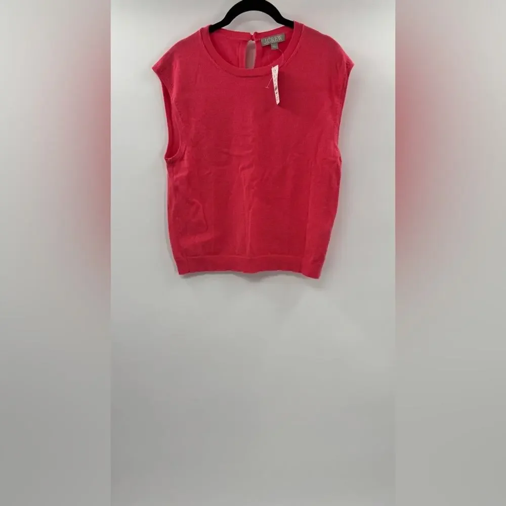 J.Crew Featherweight cashmere-blend cropped sweater shell Garden Rose